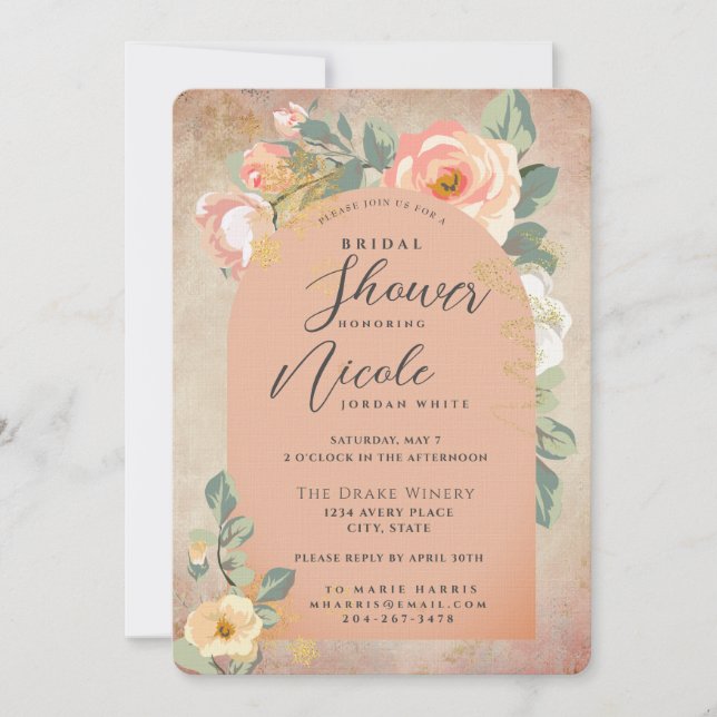Invitación Terra Cotta Tuscany Rosa de miel Ducha nupcial (Anverso)