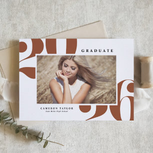 Invitación Terracota 2026 Tipografía Negrita Foto Graduación