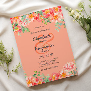 Invitación Terracota acuarela coral rosa Boda botánico