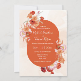 Invitación Terracota Acuarela Floral Boho Terroso boda
