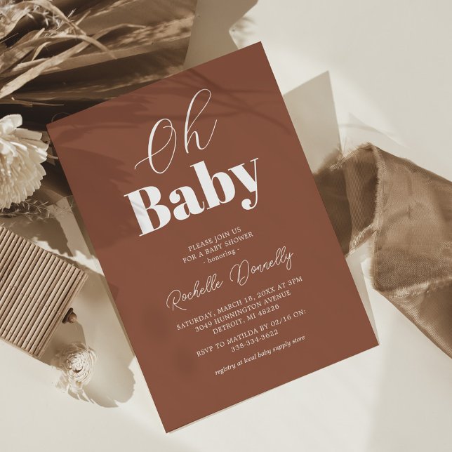 Invitación Terracota Baby Shower contemporáneo (Subido por el creador)