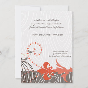 Invitación Terracota Beige Madera Flotante Pájaros de Amor Ja