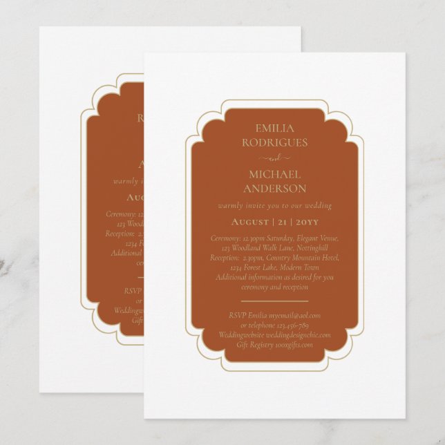 Invitación Terracota Boda BILINGUAL de doble cara (Anverso / Reverso)