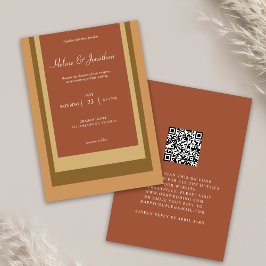 Invitación Terracota Boda de código QR Minimalista moderno