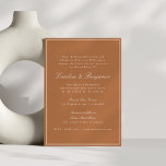Invitación Terracota Boda de guiones de borde clásico formal<br><div class="desc">Estilo clásico formal de escritura tradicional Elegante Invitación de matrimonio con borde estrecho y detalles RSVP en línea en Terracota con texto blanco</div>