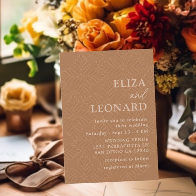 Invitación Terracota bohemia Boda Minimalista moderno (Subido por el creador)