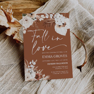 Invitación Terracota Boho Pampas ducha de novias, caída enamo
