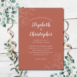 Invitación Terracota Botánico Floral Blanco Moderno Boda I