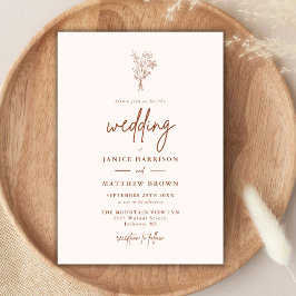 Invitación Terracota Botánicos Bohemios Minimalistas Boda