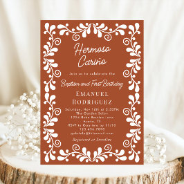 Invitación Terracota Cielito Lindo Bautizo y Primera Cumpleañ