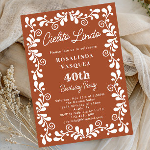 Invitación Terracota Cielito Lindo Cumpleaños Mexicano 40