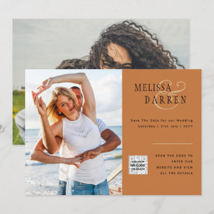 Invitación Terracota Clara FOTO BODA GUARDAR FECHA CÓDIGO QR