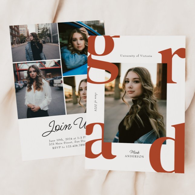 Invitación Terracota Clase Negrita Moderna de Graduación 2024 (Subido por el creador)