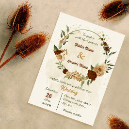 Invitación terracota color tierra boda de vegetación floral