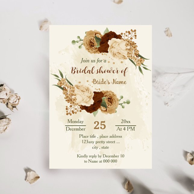 Invitación terracota color tierra ducha de novia floral (Subido por el creador)