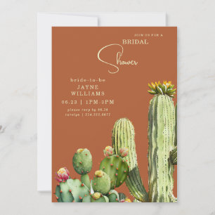Invitación Terracota Colorful Cactus Tropical Bridal Ducha