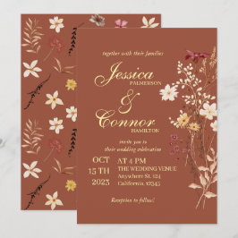 Invitación Terracota Colorful Wildflowers Boda de Boho