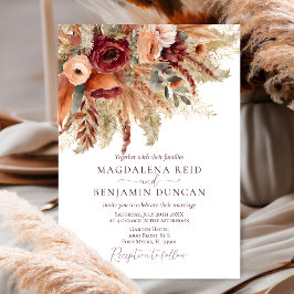 Invitación Terracota de Borgoña Florals Pampas Boda de Grass