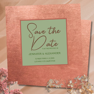 Invitación Terracota de cobre Sage Green Square Save the Date