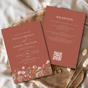 Invitación Terracota de flores silvestres todo en un Boda de