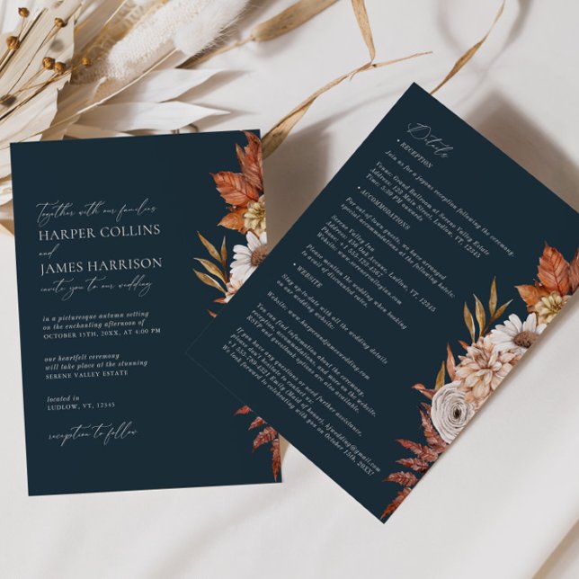 Invitación Terracota de Marina Moderna Flores Boho Cae Boho B (Subido por el creador)