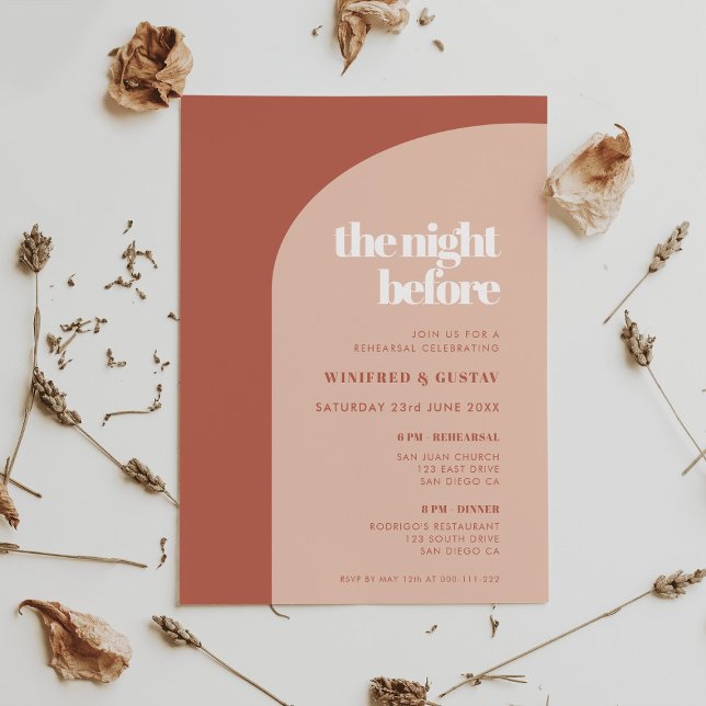 Invitación Terracota de melocotón de moda La noche antes del  (Subido por el creador)