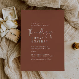 Invitación Terracota De Moda Moderna Rust El Boda De