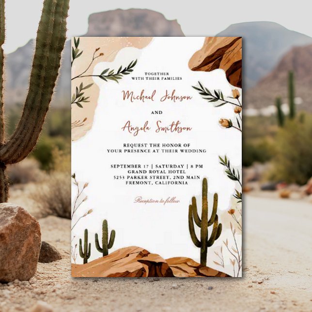 Invitación Terracota Desert Floral Elegante Boda bohemio (Subido por el creador)