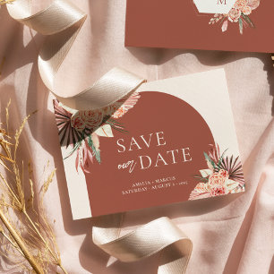 Invitación Terracota e Marfil Floral Bohemio Guarda Nuestro P