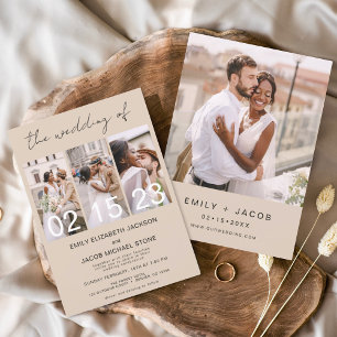 Invitación Terracota El Boda del Collage de fotos Minimalista