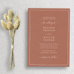 Invitación Terracota Elegante Boda<br><div class="desc">Terracota Elegante Invitación a la Boda. Haga que su invitación a la boda sea tan memorable como su día especial con esta moda y diseño elegante. Con un sencillo aspecto minimalista con un elegante toque tradicional, esta moderna invitación sólo para texto incluye un guión de caligrafía con letras a mano...</div>