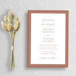 Invitación Terracota Elegante Boda<br><div class="desc">Terracota Elegante Invitación a la Boda. Haga que su invitación a la boda sea tan memorable como su día especial con esta moda y diseño elegante. Con un sencillo aspecto minimalista con un elegante toque tradicional, esta moderna invitación sólo para texto incluye un guión de caligrafía con letras a mano...</div>