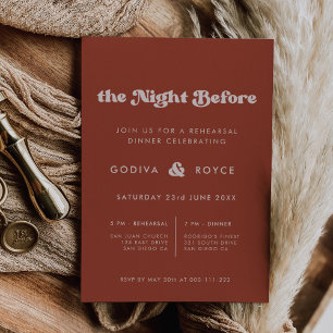 Invitación Terracota elegante La noche antes del ensayo