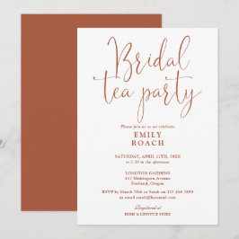 Invitación Terracota Elegante Script Bridal Tea Fiesta Ducha