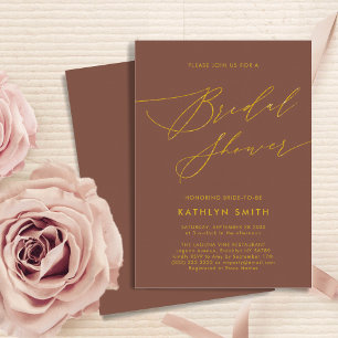 Invitación Terracota Elegante Script Moderno Ducha Nodal