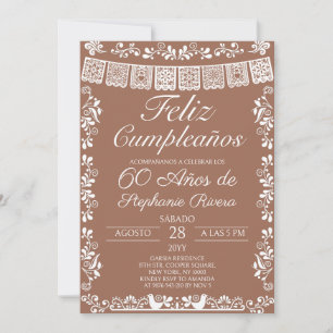 Invitación Terracota Feliz Cumpleaños 60 Cumpleaños