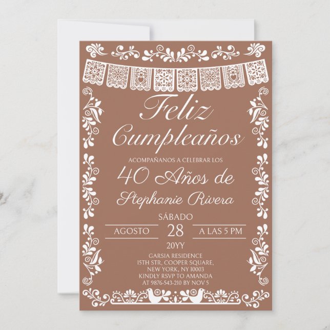 Invitación Terracota Feliz Cumpleaños Cumpleaños 40 (Anverso)