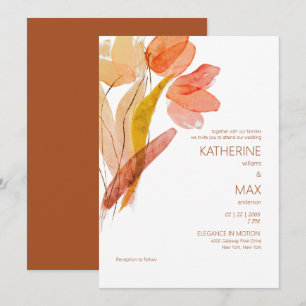Invitación Terracota Floral Acuarela Moderna Sin Padres