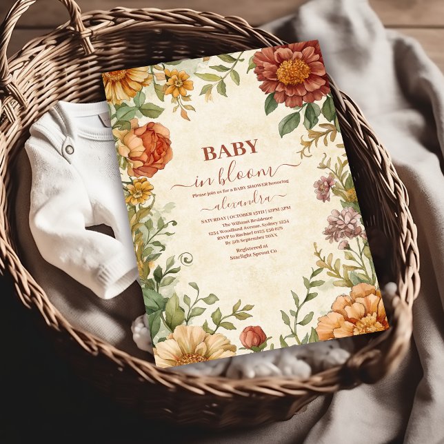 Invitación Terracota Floral Baby en Bloom Baby Shower (Subido por el creador)