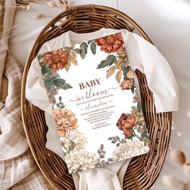 Invitación Terracota Floral Baby en Bloom Baby Shower (Subido por el creador)