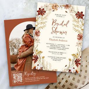 Invitación Terracota Floral Baño Nupcial de Flores Silvestres