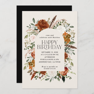Invitación Terracota floral cumpleaños botánico moderno rústi