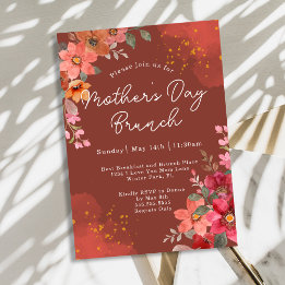 Invitación Terracota Floral Dorado Melocotón Brunch del Día d