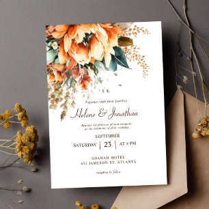 Invitación Terracota Floral Elegante Caso de Caída Rústica