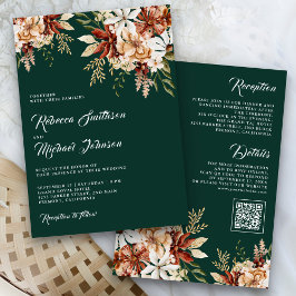 Invitación Terracota Floral Flores Silvestres Esmeralda Boda