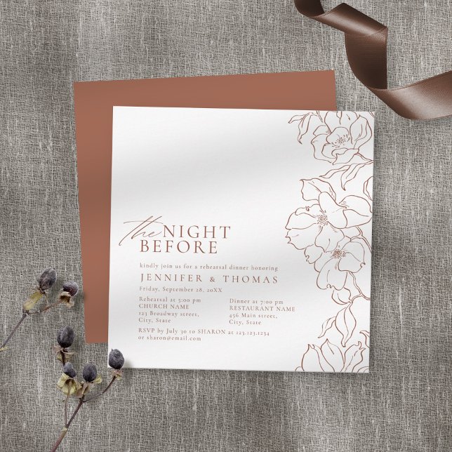 Invitación Terracota floral la noche anterior al ensayo (Subido por el creador)