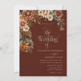 Invitación Terracota floral moderna | Boda de Flores Caídas