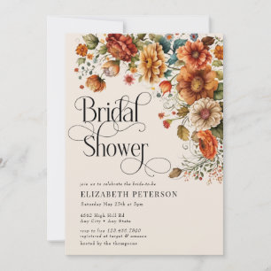 Invitación Terracota floral moderna Caída de la ducha de no