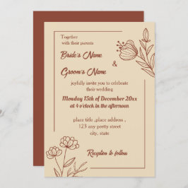 Invitación Terracota floral romántica
