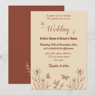 Invitación Terracota floral romántica